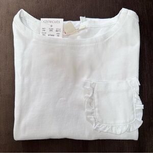Crewcuts Classic White Tee with Ruffle Pocket Size XS NWT